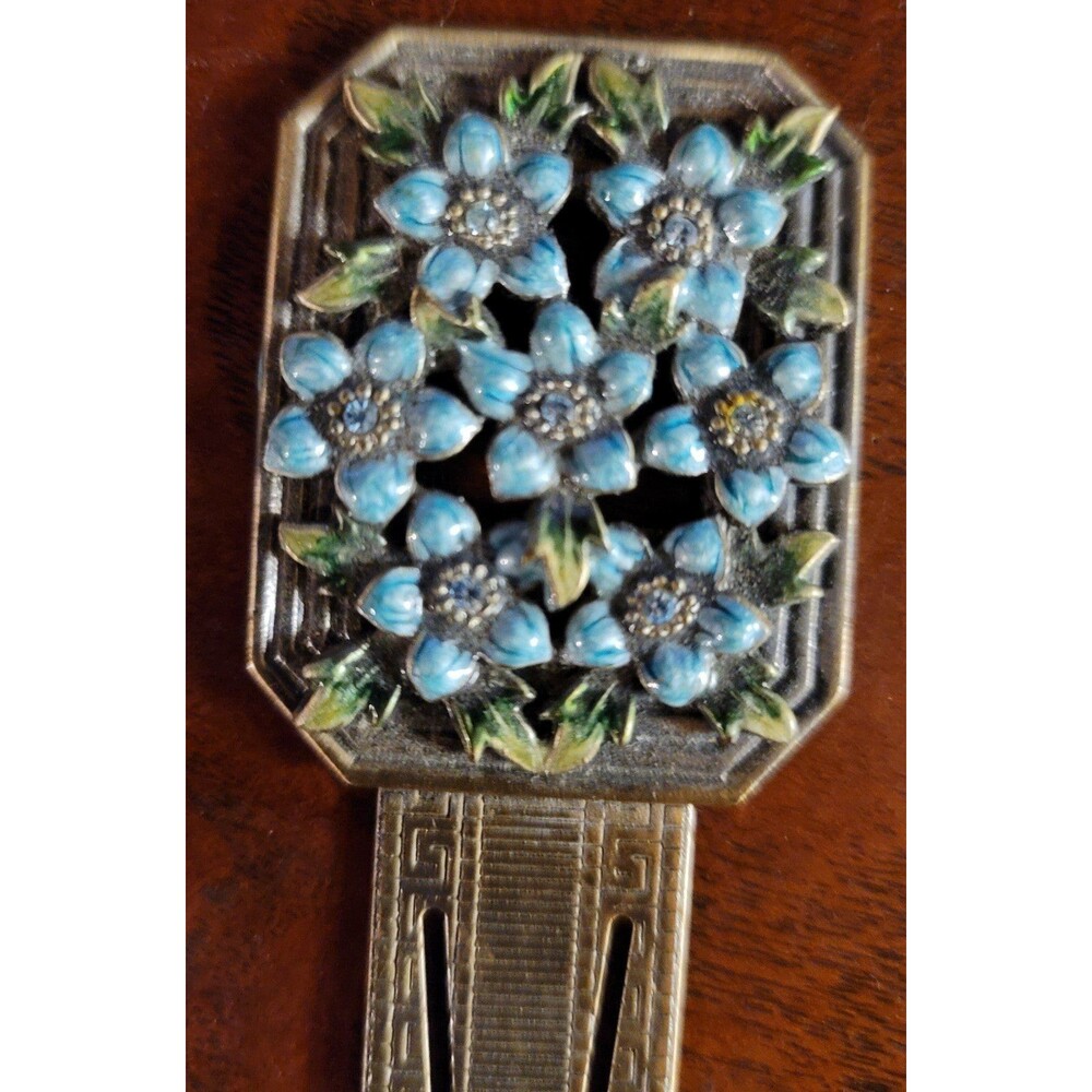 French enamel and Brass Bookmark with Semi Precious stones